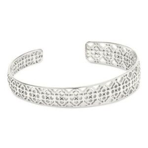 Retired Kendra Scott Uma Silver Filigree Open Asymmetrical Cuff Bracelet